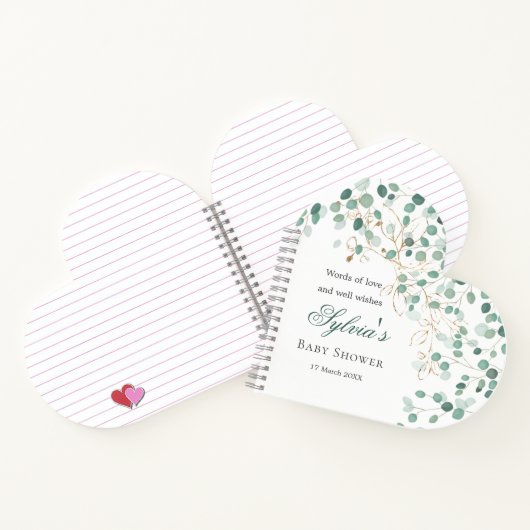 Eucalyptus Foliage Gold Blätter Baby Shower Notebo Notizblock (Innenseite)