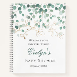 Eucalyptus Foliage Gold Blätter Baby Shower Notebo Notizblock