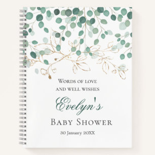 Eucalyptus Foliage Gold Blätter Baby Shower Notebo Notizblock