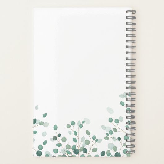 Eucalyptus Foliage Gold Blätter Baby Shower Notebo Notizblock (Rückseite)