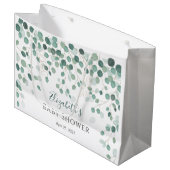 Eucalyptus Foliage Gold Blätter Babydusche Große Geschenktüte (Vorderseite Schrägansicht)