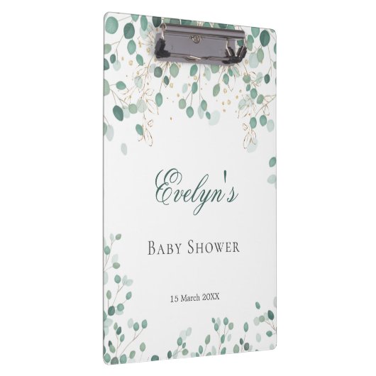 Eucalyptus Foliage Gold Blätter Babydusche Klemmbrett (Rechts)