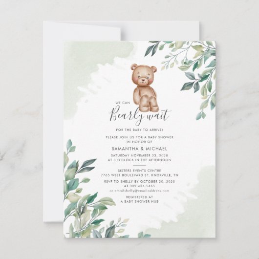 Eucalyptus Foliage Greenerenerity Couples Baby Sho Einladung (Vorderseite)