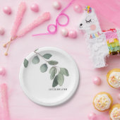 Eucalyptus Foliage Individuelle Name Modern Pappteller (Party)