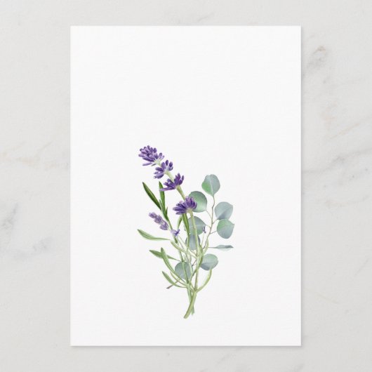Eucalyptus Foliage Lavender Blume Save the Date Begleitkarte (Rückseite)