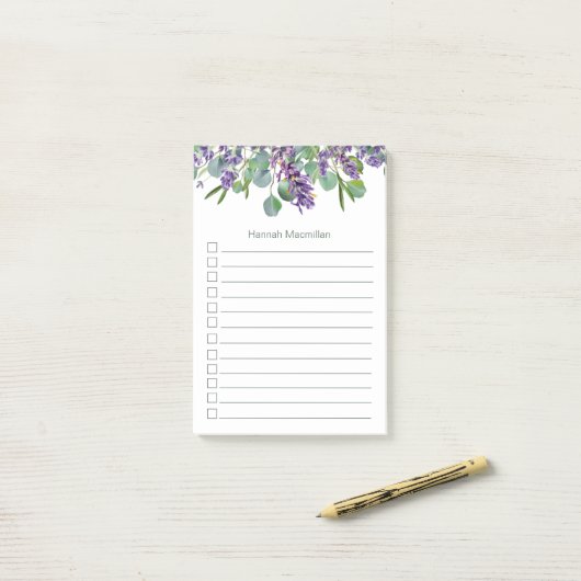 Eucalyptus Foliage Lavender Blume | To Do List  Post-it Klebezettel (Auf Schreibtisch)