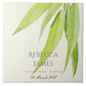 EUCALYPTUS FOLIAGE LEAF SAVE THE DATE WEDING GIFT FLIESE (Vorderseite)