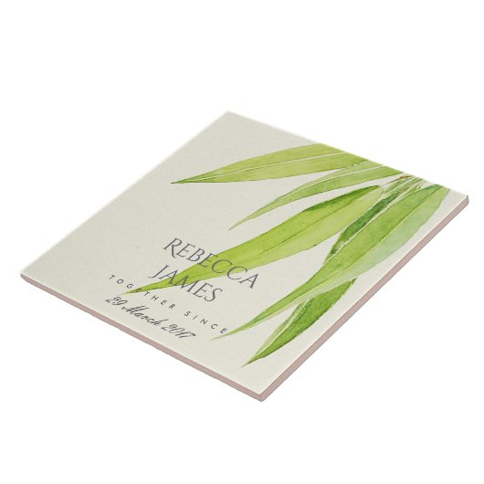 EUCALYPTUS FOLIAGE LEAF SAVE THE DATE WEDING GIFT FLIESE (Seite)