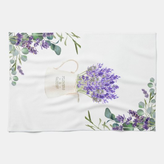 Eucalyptus Foliage Lila Lavender Blume Geschirrtuch (Horizontal)