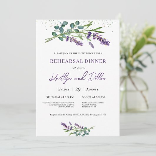 Eucalyptus Foliage Probe Dinner Einladung (Stehend Vorderseite)