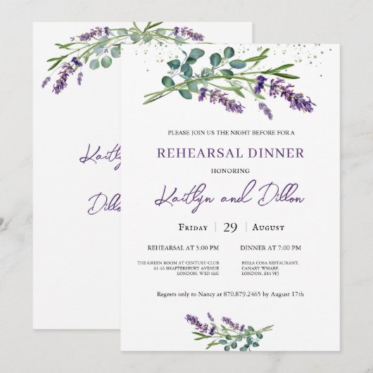 Eucalyptus Foliage Probe Dinner Einladung (Vorne/Hinten)