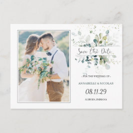 Eucalyptus Foliage Save the Date Foto Postkarte