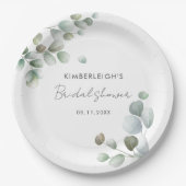 Eucalyptus Foliage Script-Brautparty Pappteller (Vorderseite)