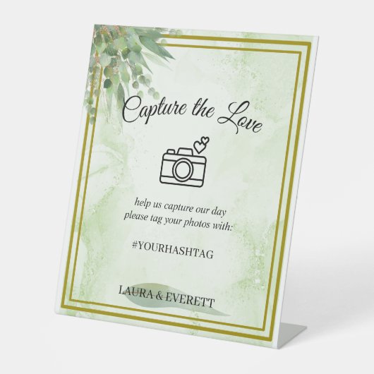 Eucalyptus Foliage Wedding Foto Gästebuch Sockelschild (Vorderseite)