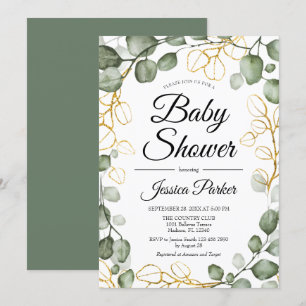 Eucalyptus Foliage Wreath Baby Shower Einladung