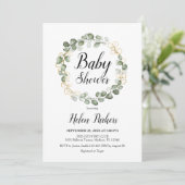 Eucalyptus Foliage Wreath Baby Shower Einladung (Stehend Vorderseite)