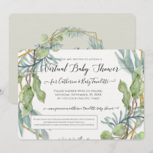 Eucalyptus Foliage Wreath Virtual Baby Boy Showdus Einladung