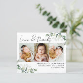 Eucalyptus Foto Baby Danke Karte (Stehend Vorderseite)