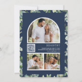 Eucalyptus Foto QR Code Navy Blue Brautparty Einladung (Rückseite)