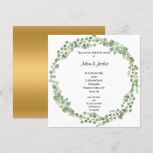 Eucalyptus Full Wreath Wedding Gold Einladung