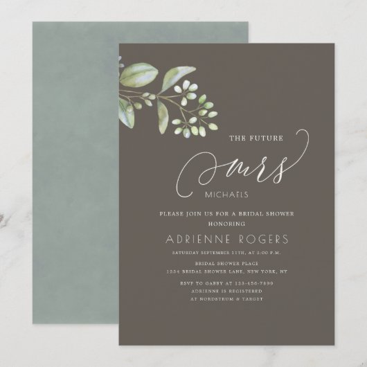 Eucalyptus Future Frau Brautparty Einladung (Vorne/Hinten)