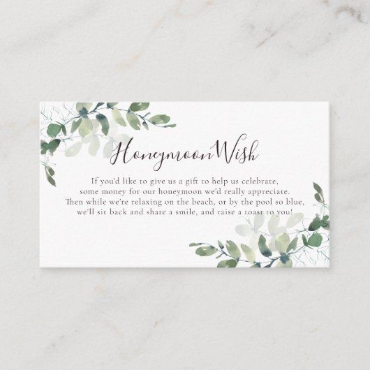 Eucalyptus Geem Honeymoon Wish QR Code Begleitkarte (Vorderseite)