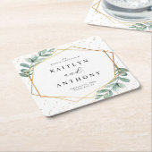 Eucalyptus Geometric Gold Foil Wedding Rechteckiger Pappuntersetzer (angewinkelt)