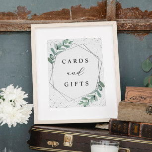 Eucalyptus Geometric Silver Foil Wedding Sign Poster