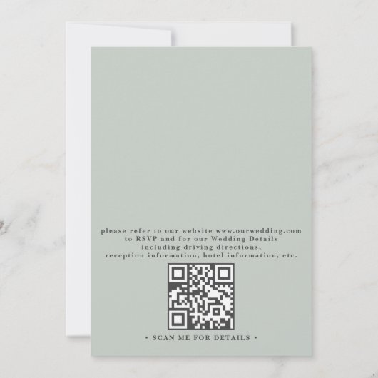 Eucalyptus Glow Gold Greenery QR Code Wedding Einladung (Rückseite)