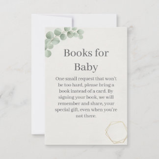 Eucalyptus Gold Books for Baby Shower Insert Card Dankeskarte