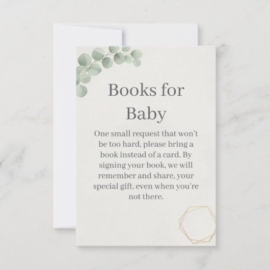 Eucalyptus Gold Books for Baby Shower Insert Card Dankeskarte (Vorderseite)