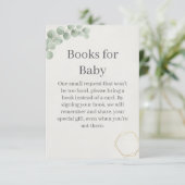 Eucalyptus Gold Books for Baby Shower Insert Card Dankeskarte (Stehend Vorderseite)