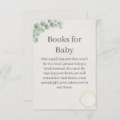 Eucalyptus Gold Books for Baby Shower Insert Card Dankeskarte (Vorne/Hinten)