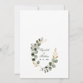 Eucalyptus Gold Botanical Wreath Wedding Invitatio Einladung (Rückseite)