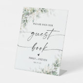 Eucalyptus Gold Brautparty Gästebuchsignatur Sockelschild (Vorderseite)