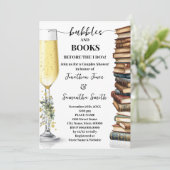 Eucalyptus Gold Bubbles & Books Couples Shower Einladung (Stehend Vorderseite)