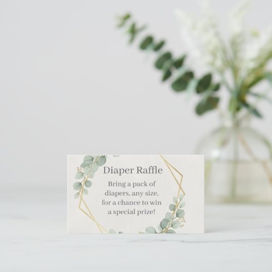 Eucalyptus Gold Diaper Raffle Insert Card | Boho (Stehend Vorderseite)