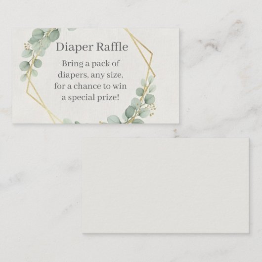 Eucalyptus Gold Diaper Raffle Insert Card | Boho (Vorne/Hinten)