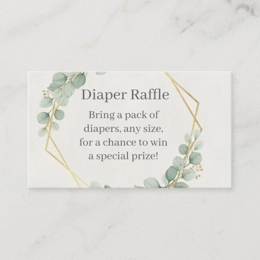 Eucalyptus Gold Diaper Raffle Insert Card | Boho (Vorderseite)