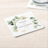 Eucalyptus Gold Elegante Wreath Wedding Rechteckiger Pappuntersetzer (angewinkelt)