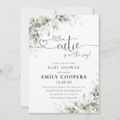 Eucalyptus Gold Floral Baby Dusche Einladung (Vorderseite)