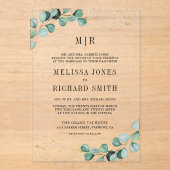 Eucalyptus Gold Formal Monogram Wedding Acryleinladungen (Vorderseite)