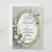 Eucalyptus Gold Geometric Frame Wedding Invite Einladung (Vorderseite)