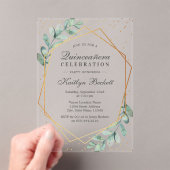 Eucalyptus Gold Geometric Quinceñera Birthday Acryleinladungen (Insitu (Handheld))