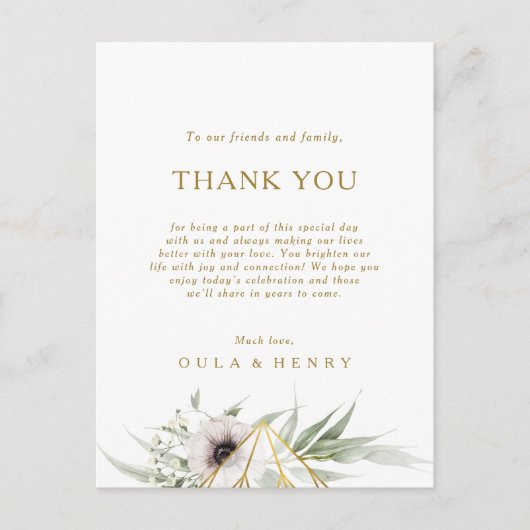 Eucalyptus Gold Geometric Vielen Dank Empfang Card Postkarte (Vorderseite)