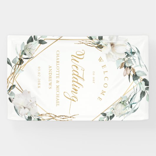 Eucalyptus Gold Geometric Wedding Banner (Horizontal)