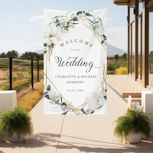 Eucalyptus Gold Geometric Wedding Banner