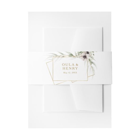 Eucalyptus Gold Geometric Wedding Einladung Bly Einladungsbanderole (Vorderseite Beispiel)