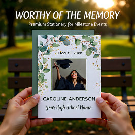 Eucalyptus Gold Grad Announcement Card Einladung