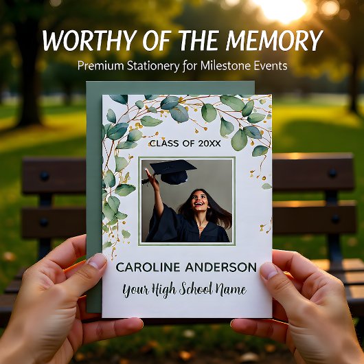 Eucalyptus Gold Grad Announcement Card Einladung